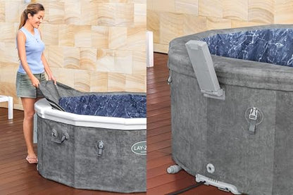 Bestway® Lay-Z-SPA® Energiespar-Whirlpool mit Schaumstoffpaneelen Carrara AirJet™ mit App-Steuerung + integrierter UltraFit™ -Pumpeneinheit, für 6 Personen Ø 170 x 65 cm, Dunkle Alabaster-Optik