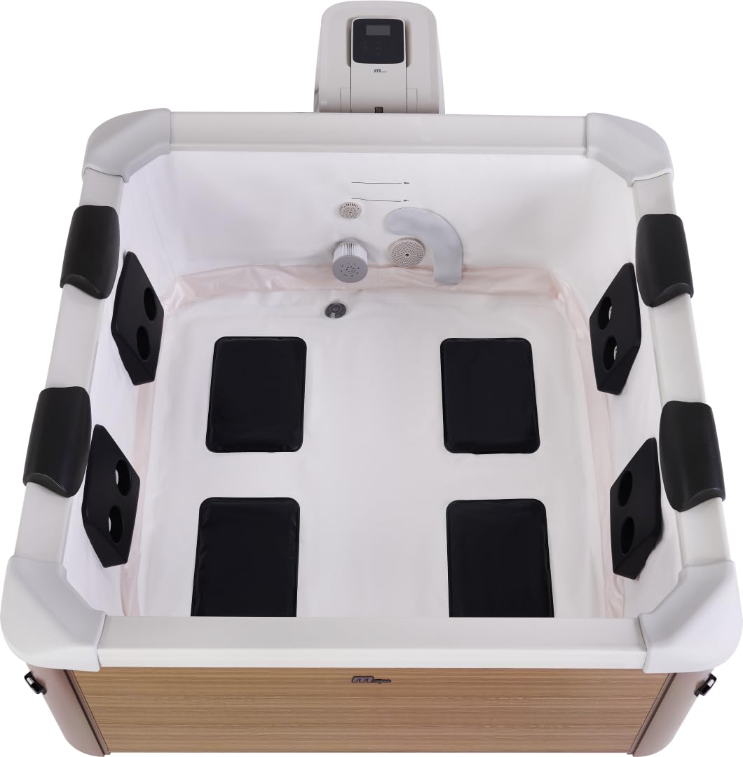 MSPA Whirlpool Oslo Amber – 160x160x65 cm – Aufblasbarer Whirlpool für 6 Personen mit 120 Massagedüsen, 8 Hydromassagedüsen, PTC-Heizung, LED-Licht, Ozondesinfektion & Thermoabdeckung