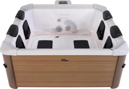 MSPA Whirlpool Oslo Amber – 160x160x65 cm – Aufblasbarer Whirlpool für 6 Personen mit 120 Massagedüsen, 8 Hydromassagedüsen, PTC-Heizung, LED-Licht, Ozondesinfektion & Thermoabdeckung