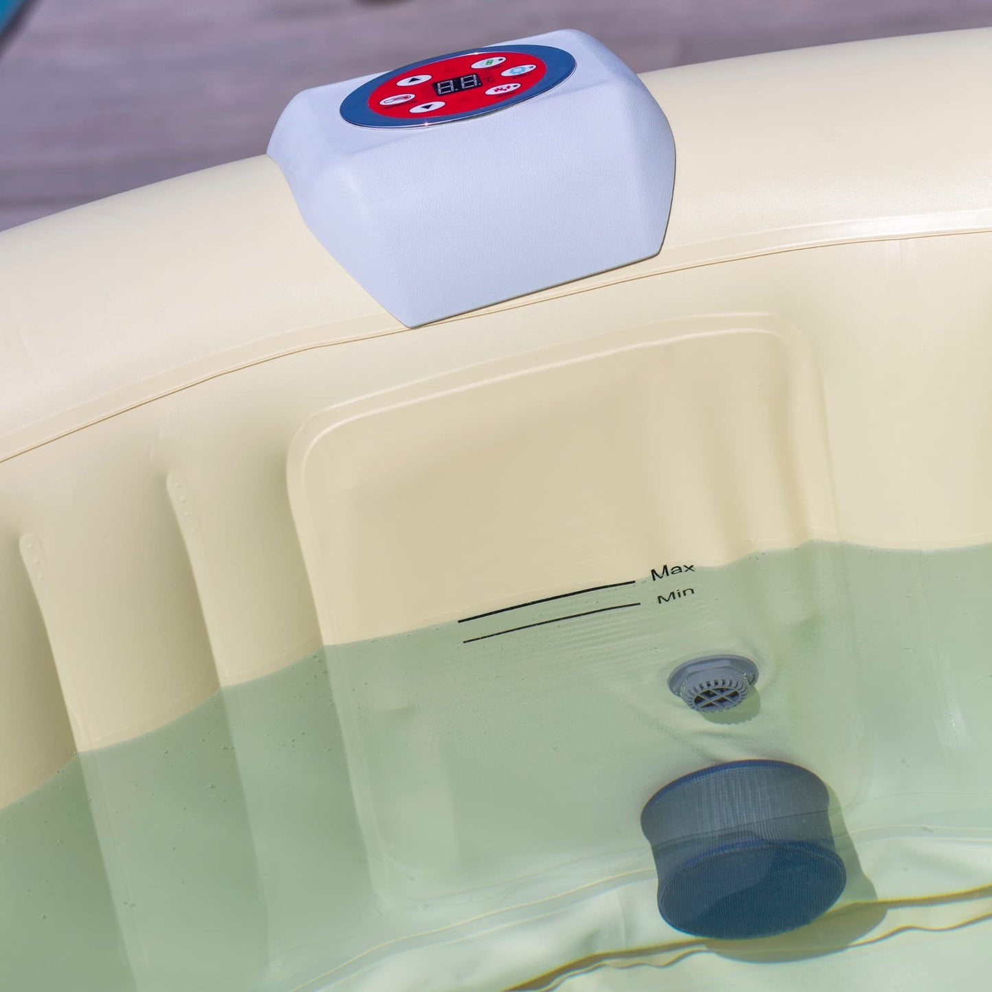 EASE.ZONE Spa aufblasbar beheizt, 800 Liters, Schwarz, 180 x 180 x 65 cm