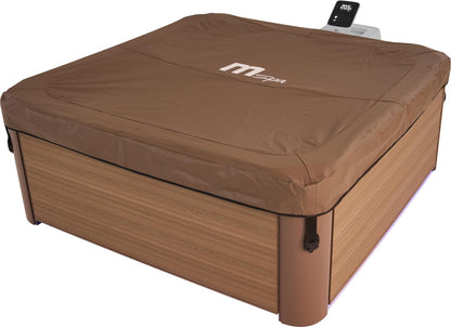 MSPA Whirlpool Oslo Amber – 160x160x65 cm – Aufblasbarer Whirlpool für 6 Personen mit 120 Massagedüsen, 8 Hydromassagedüsen, PTC-Heizung, LED-Licht, Ozondesinfektion & Thermoabdeckung