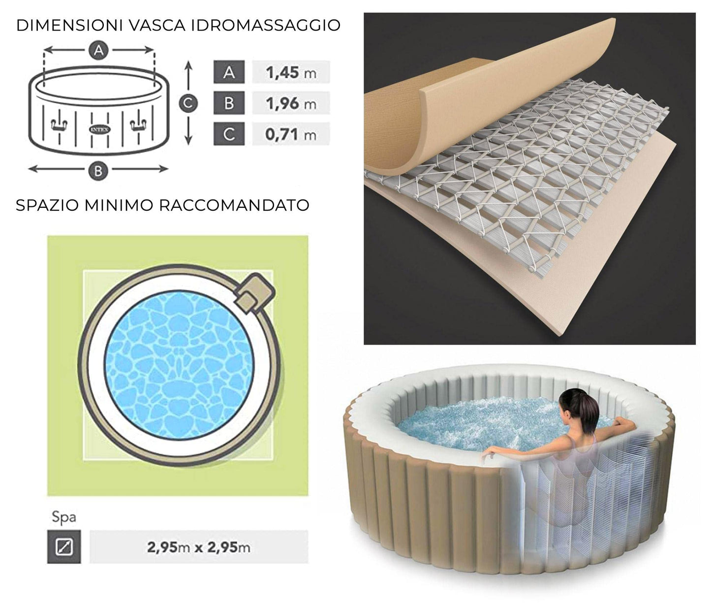 Intex Whirlpool, Beige, Ø 196 x 71 cm