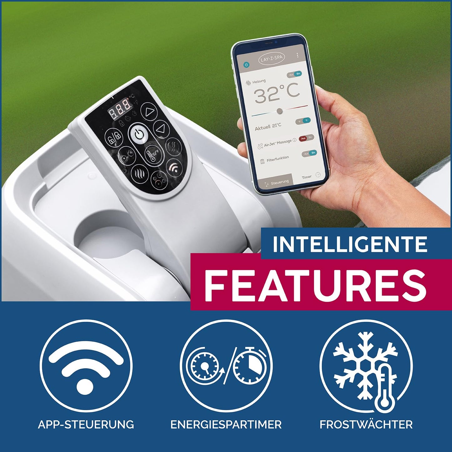 Bestway LAY-Z-SPA XXL WLAN-Whirlpool Mauritius AirJet 270 x 180 x 71 cm, oval