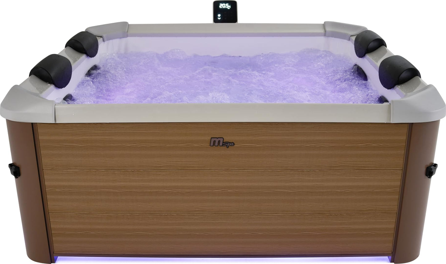 MSPA Whirlpool Oslo Amber – 160x160x65 cm – Aufblasbarer Whirlpool für 6 Personen mit 120 Massagedüsen, 8 Hydromassagedüsen, PTC-Heizung, LED-Licht, Ozondesinfektion & Thermoabdeckung
