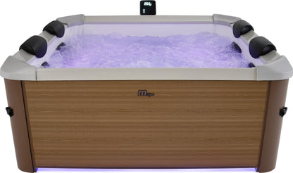MSPA Whirlpool Oslo Amber – 160x160x65 cm – Aufblasbarer Whirlpool für 6 Personen mit 120 Massagedüsen, 8 Hydromassagedüsen, PTC-Heizung, LED-Licht, Ozondesinfektion & Thermoabdeckung