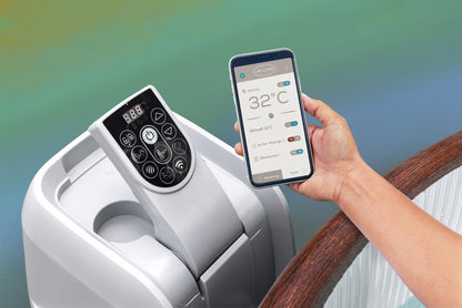 Bestway® LAY-Z-SPA® Whirlpool Helsinki AirJet Plus™ für 7 Personen, Ø 180 x 66 cm, Holz-Optik (Pinie)