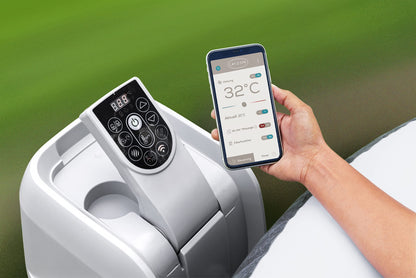 Bestway® Lay-Z-SPA® Energiespar-Whirlpool San Francisco HydroJet Pro™ mit App-Steuerung, für 7 Personen 230 x 230 x 71 cm, Marmor-Optik (Samtgrau)