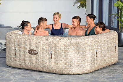 Bestway Lay-Z-SPA Whirlpool Rome AirJet, 201 x 201 x 71 cm, 7 Personen, Energiesparend, 180 AirJet-Düsen, App-Steuerung, UltraFit-Pumpeneinheit, Thermo-Abdeckung, TÜV Rheinland, Sandmarmor-Optik