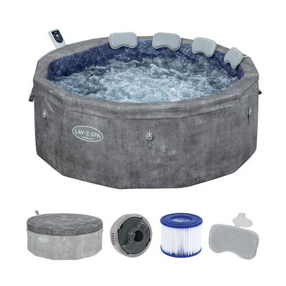 Bestway® Lay-Z-SPA® Energiespar-Whirlpool mit Schaumstoffpaneelen Carrara AirJet™ mit App-Steuerung + integrierter UltraFit™ -Pumpeneinheit, für 6 Personen Ø 170 x 65 cm, Dunkle Alabaster-Optik