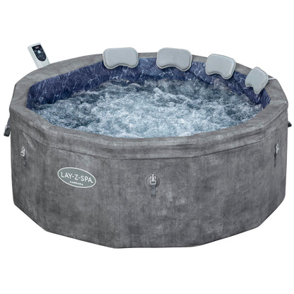 Bestway® Lay-Z-SPA® Energiespar-Whirlpool mit Schaumstoffpaneelen Carrara AirJet™ mit App-Steuerung + integrierter UltraFit™ -Pumpeneinheit, für 6 Personen Ø 170 x 65 cm, Dunkle Alabaster-Optik